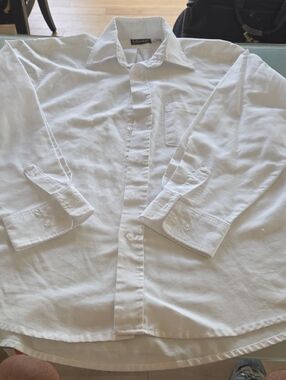 Men's White Dress Shirt with Classic Collar